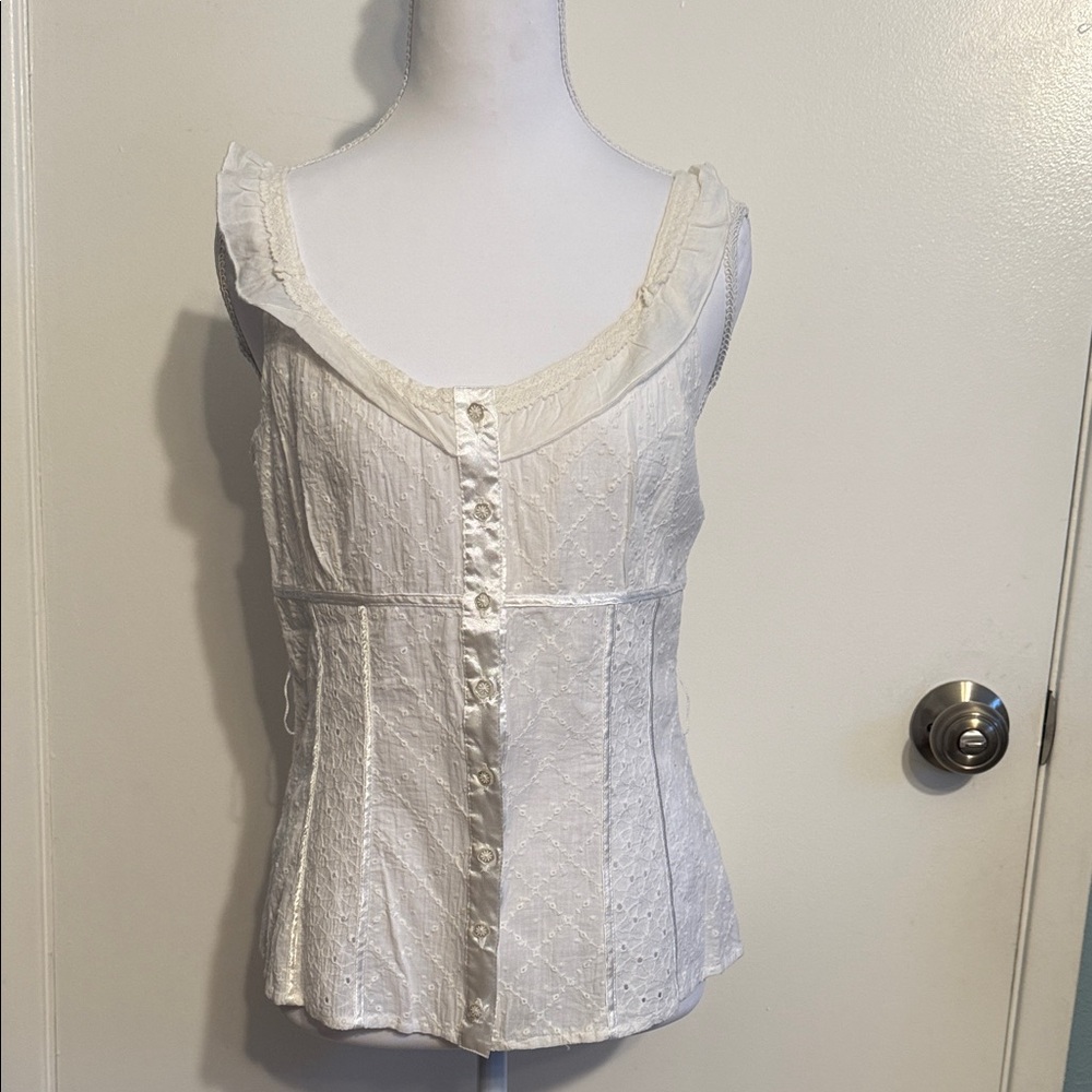Buffalo David Bitton White Lace Button-Down Blouse